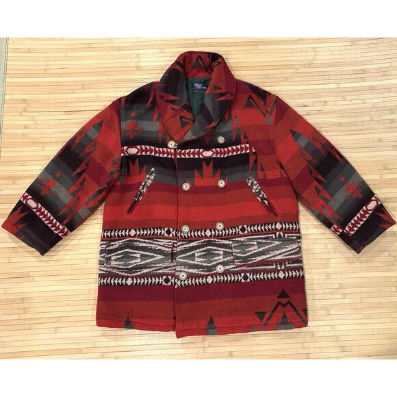 Vintage Ralph Lauren Polo Aztec Navajo Wool Jacket Quilted Inside RARE Sz Large - Picture 1 of 11